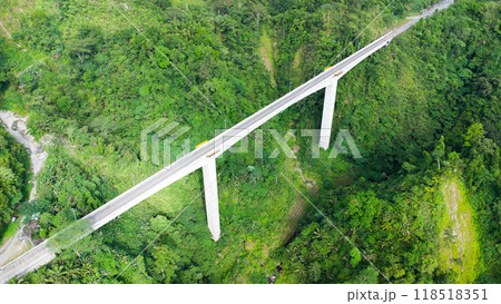 the high bridge among tropical mountains. Agas Agas bridge 118518351