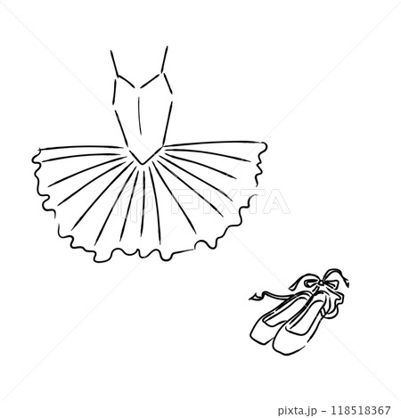 バレエの衣装のイラスト　モノクロ線画 118518367