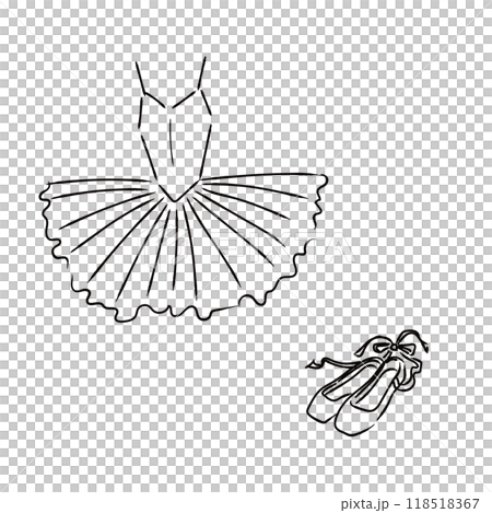バレエの衣装のイラスト　モノクロ線画 118518367