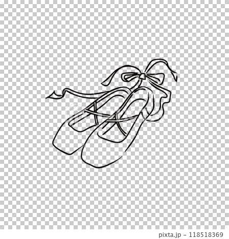 Ballet shoe illustration 03 Monochrome line drawing Ballet shoe illustration 03 Monochrome line drawing 118518369