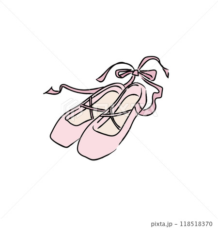 バレエシューズのイラスト03　カラー線画 118518370