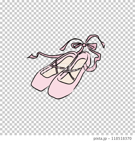 バレエシューズのイラスト03　カラー線画 118518370
