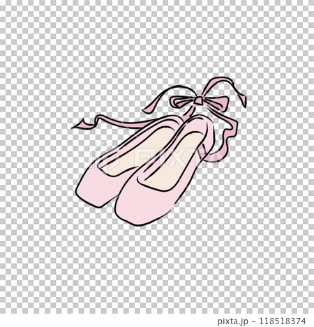 バレエシューズのイラスト02　カラー線画 118518374