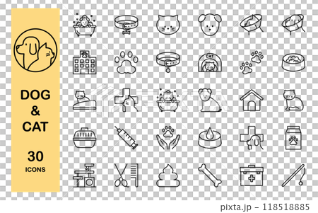 狗和貓寵物相關的圖示集 狗和貓寵物相關的圖示集 118518885