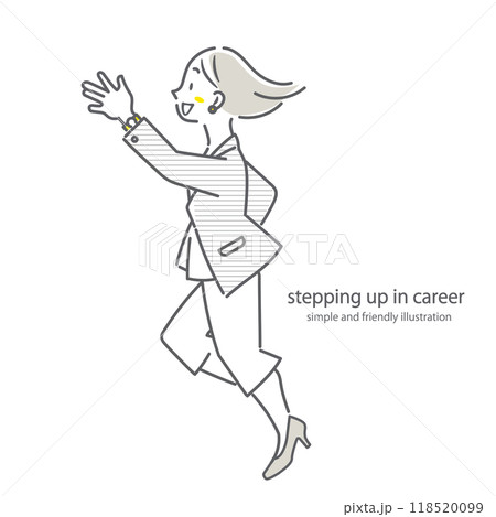 上昇思考の強いポジティブなビジネスウーマン シンプルでお洒落な線画イラスト 上昇思考の強いポジティブなビジネスウーマン シンプルでお洒落な線画イラスト 118520099