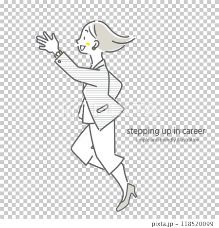 上昇思考の強いポジティブなビジネスウーマン シンプルでお洒落な線画イラスト 上昇思考の強いポジティブなビジネスウーマン シンプルでお洒落な線画イラスト 118520099