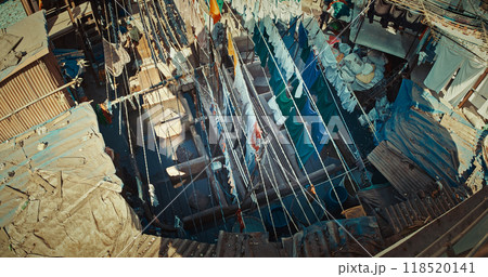 Mumbai, India. Aerial View On Individual Concrete Wash Pens At Dhobi Ghat. Dhobi Ghat Is Open Air Laundry. Rich And Poor. One Of Largest Outdoor Laundry. Class Differences Between People. Luxury And 118520141