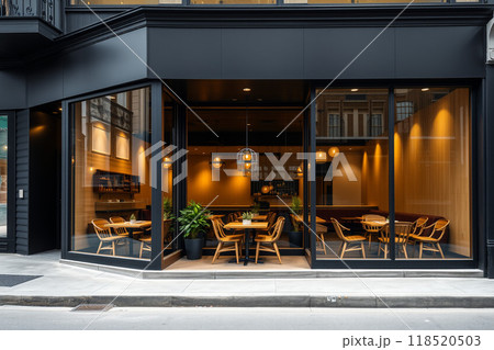 おしゃれなカフェの外観 118520503