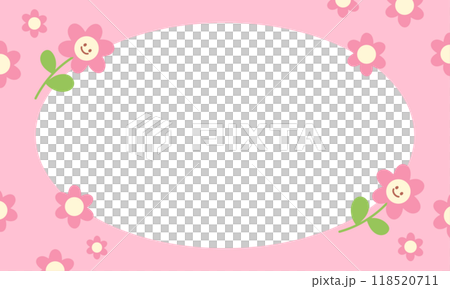Rectangle, pastel pink frame of flowers for card, gift wrap, pakaging, floral print, decoration, banner, ad template, social media, poster, post card, spring, summer, polaroid frame, image, paper 118520711