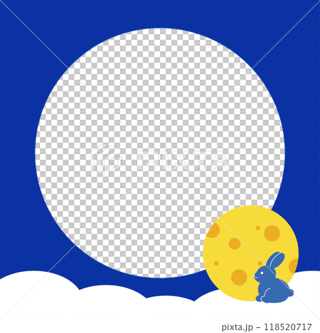 Square blue frame of rabbit and moon for Chuseok Festival, Korean holidays, card, gift wrap, pakaging, floral print, decoration, banner, ad template, social media, poster, post card, cover design Square blue frame of rabbit and moon for Chuseok Festival, Korean holidays, card, gift wrap, pakaging, floral print, decoration, banner, ad template, social media, poster, post card, cover design 118520717
