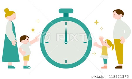 時間をチェックする家族 時間をチェックする家族 118521376