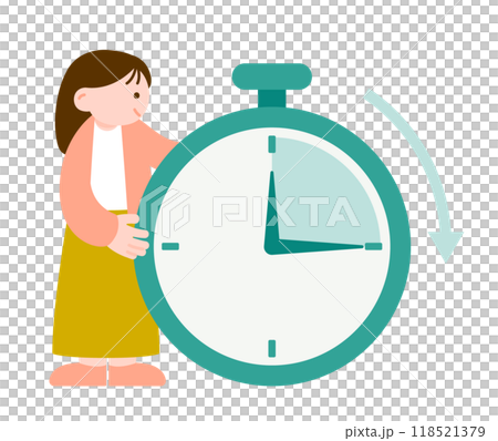 ストップウォッチで時間をチェックする女性 118521379