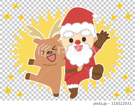 Cute Santa Claus and reindeer icon illustration for Christmas 118522031