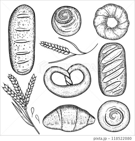 Set with pastries. Vector illustration 118522080