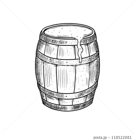 Hand drawn barrel of honey. Vector illustration 118522081