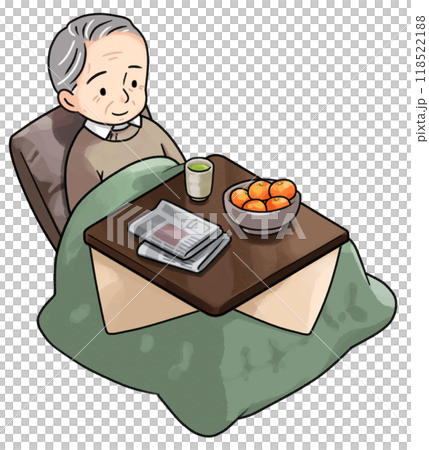 老人在被爐旁放鬆 118522188