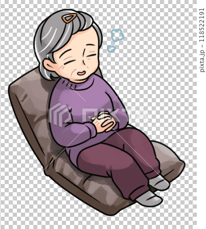 老婦人在椅子上打瞌睡 118522191