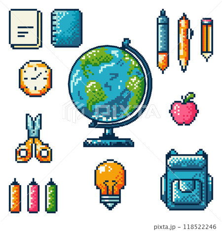 School supply pixel art set School supply pixel art set 118522246
