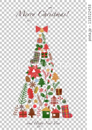 ツリーの形をしたポップなクリスマスの素材セット 118522458