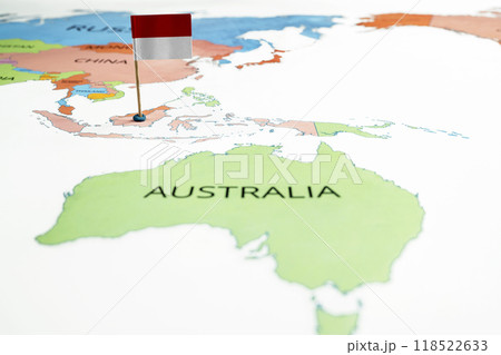 A map of Indonesia with an Indonesian flag on it 118522633
