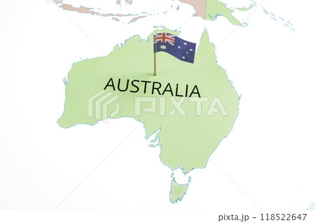 A map of Australia with an Australian flag on it A map of Australia with an Australian flag on it 118522647