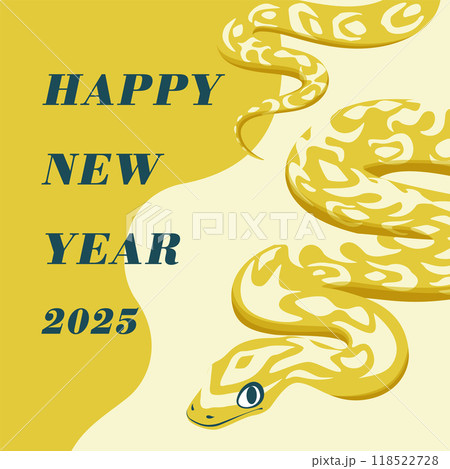 2025年巳年年賀状カード おめでたい金色の蛇 正方形 2025年巳年年賀状カード おめでたい金色の蛇 正方形 118522728