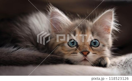 上目づかいのかわいい子猫 118523126