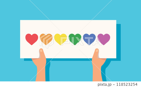 hand hold LGBT Pride signs. vector illustration hand hold LGBT Pride signs. vector illustration 118523254