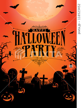 ハロウィン・ハロウィーン パーティー  縦長ポスターサイズ テンプレートイラスト (文字スペース) 118523452