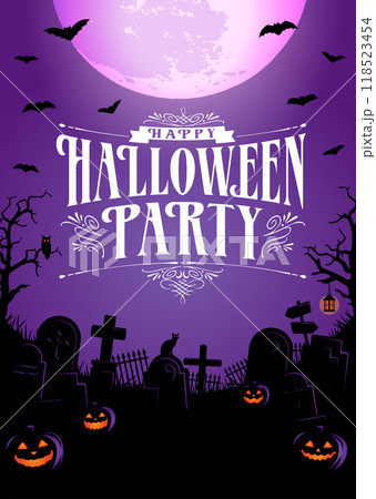 ハロウィン・ハロウィーン パーティー 縦長ポスターサイズ テンプレートイラスト (文字スペース) ハロウィン・ハロウィーン パーティー 縦長ポスターサイズ テンプレートイラスト (文字スペース) 118523454