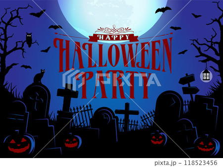 ハロウィン・ハロウィーン パーティー  横長ポスターサイズ テンプレートイラスト 118523456