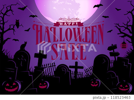 ハロウィン・ハロウィーン セール 横長ポスターサイズ テンプレートイラスト ハロウィン・ハロウィーン セール 横長ポスターサイズ テンプレートイラスト 118523463