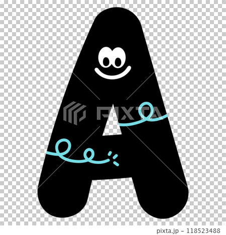 Illustration of happy A to Z alphabet letters for font, typography, text, message, initials, decorations, logo design, icon, pet name, print, brooch, cute patches, shirt print, pin, sticker, cartoon 118523488