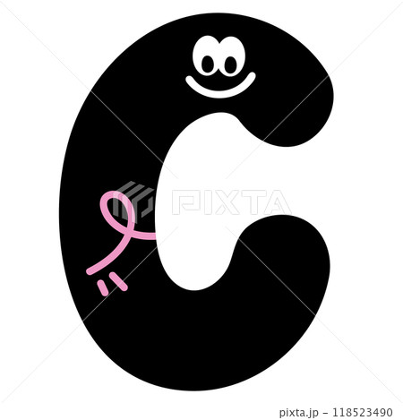 Illustration of happy A to Z alphabet letters for font, typography, text, message, initials, decorations, logo design, icon, pet name, print, brooch, cute patches, shirt print, pin, sticker, cartoon 118523490