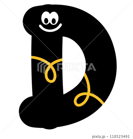 Illustration of happy A to Z alphabet letters for font, typography, text, message, initials, decorations, logo design, icon, pet name, print, brooch, cute patches, shirt print, pin, sticker, cartoon 118523491