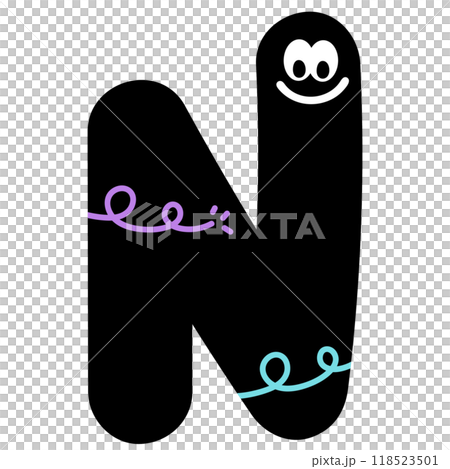 Illustration of happy A to Z alphabet letters for font, typography, text, message, initials, decorations, logo design, icon, pet name, print, brooch, cute patches, shirt print, pin, sticker, cartoon 118523501