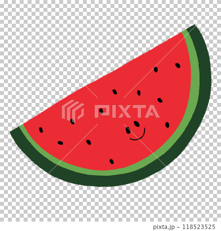 Hand drawn happy watermelon for vegan, fruit, juice, cartoon character, healthy ingredients, cook book, baking, food, sweet dessert, nature, garden, brooch, cute patches, sticker, diet 118523525