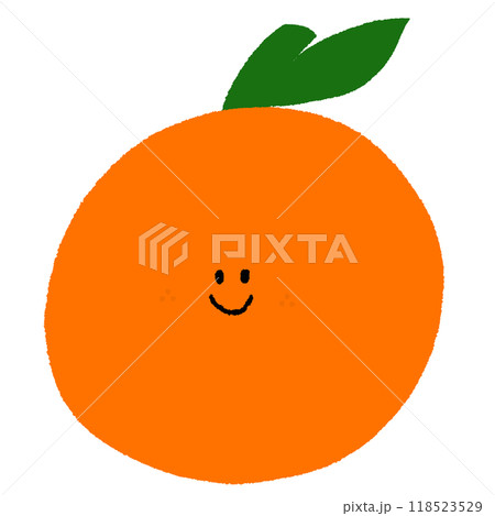 Hand drawn happy orange for vegan, fruit, juice, cartoon character, healthy ingredients, cook book, baking, food, sweet dessert, nature, garden, brooch, cute patches, sticker, diet, department store 118523529