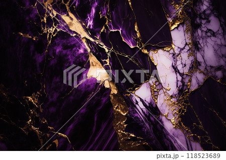 Abstract marble purple and gold background. Invitation backdrop. 118523689