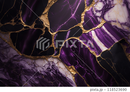 Abstract marble purple and gold background. Invitation backdrop. 118523690