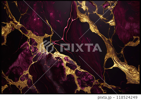 Burgundy and gold marble background. Luxury marble stone texture. Invitation backdrop. 118524249