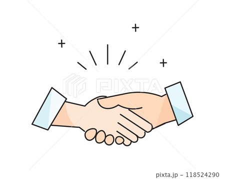 握手をする男女ー交渉成立ー契約ー成功ービジネスパーソン 手だけのシンプルベクターイラスト素材 握手をする男女ー交渉成立ー契約ー成功ービジネスパーソン 手だけのシンプルベクターイラスト素材 118524290