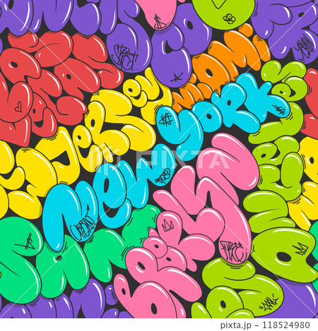 Bubble Graffiti Seamless pattern typography background urban style 118524980