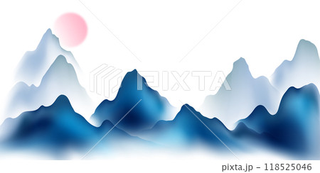 Modern design vector illustration of beautiful Chinese ink landscape painting. 118525046