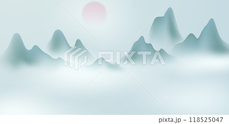 Modern design vector illustration of beautiful Chinese ink landscape painting. 118525047