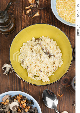Millet porridge with mushrooms. Millet porridge with mushrooms. 118525959