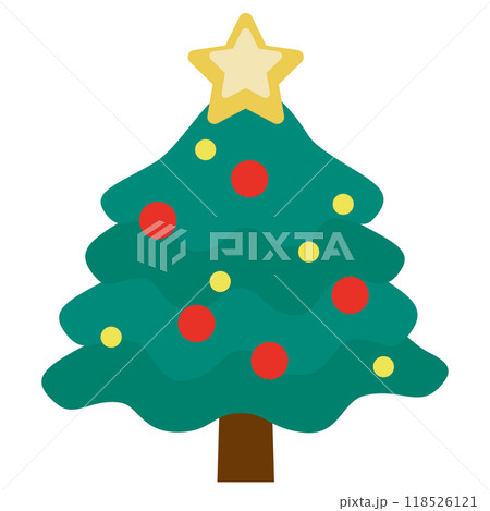 デフォルメされたクリスマスツリーのベクターイラスト 118526121