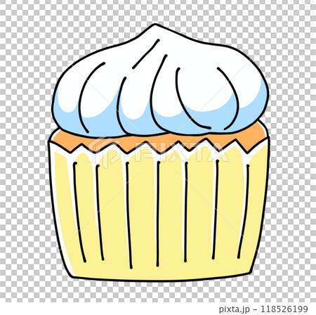 A simple cupcake topped with whipped cream, painted solid 118526199