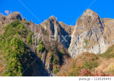 荒菅沢から望む雨飾山と布団菱 118526443