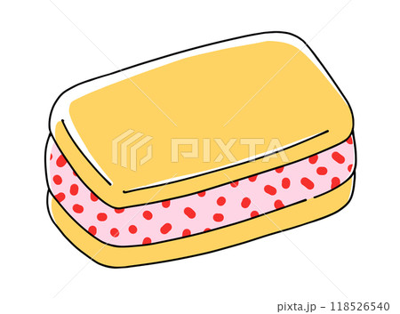 ゆるめシンプルな長方形のクッキーサンド　ベタ塗り 118526540
